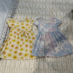 Cat & Jack Yellow Floral and Blue Tie-Dye Dress Set
